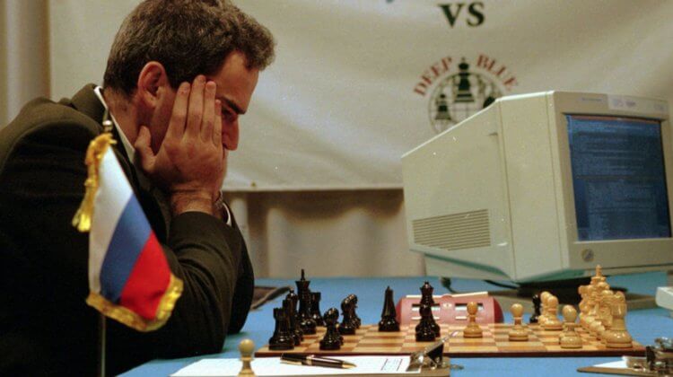 Как в СССР играли в шахматы. Гарри Каспаров против компьютера Deep Blue. Фото.