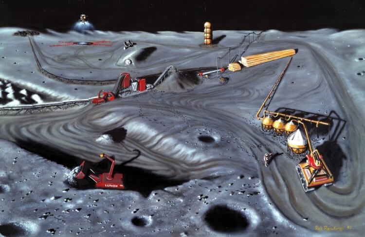 Изотоп гелий-3 на Луне. Кажется, в будущем на Луне будут добывать много гелия-3. Фото.