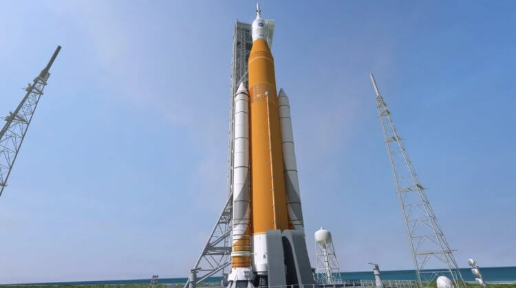 Цель миссии «Артемида-1». Ракета-носитель Space Launch System (SLS). Фото.