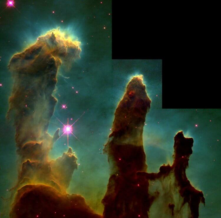 Столпы Творения – сравнение. Столпы Творения в объективе Хаббла. Фото.
