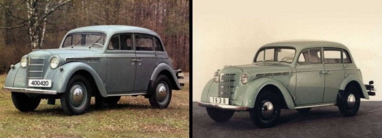 Москвич-400. Москвич-400 (слева) и его оригинал Opel Kadett K38. Фото.