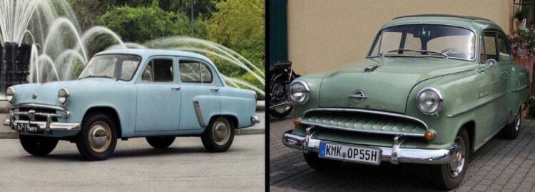 Москвич-402. Москвич-402 (слева) и оригинал Opel Olympia Rekord. Фото.