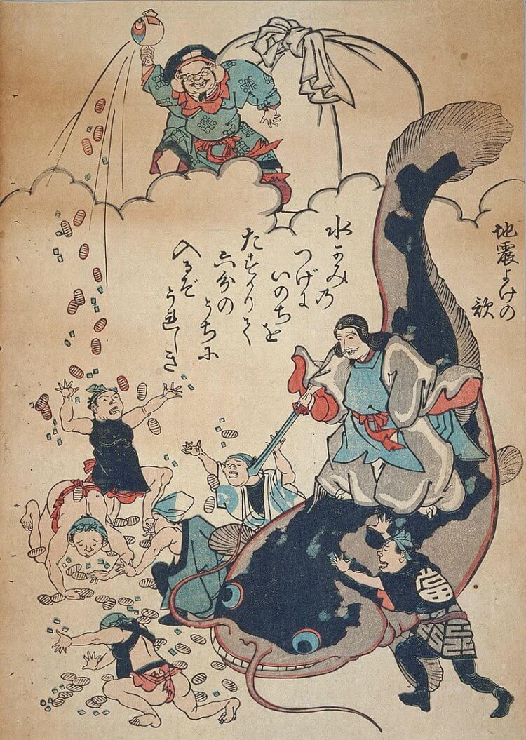 В чем смысл борьбы сумо. Бог грома и меча Такэмикадзути покоряет гигантского сома. Фото.