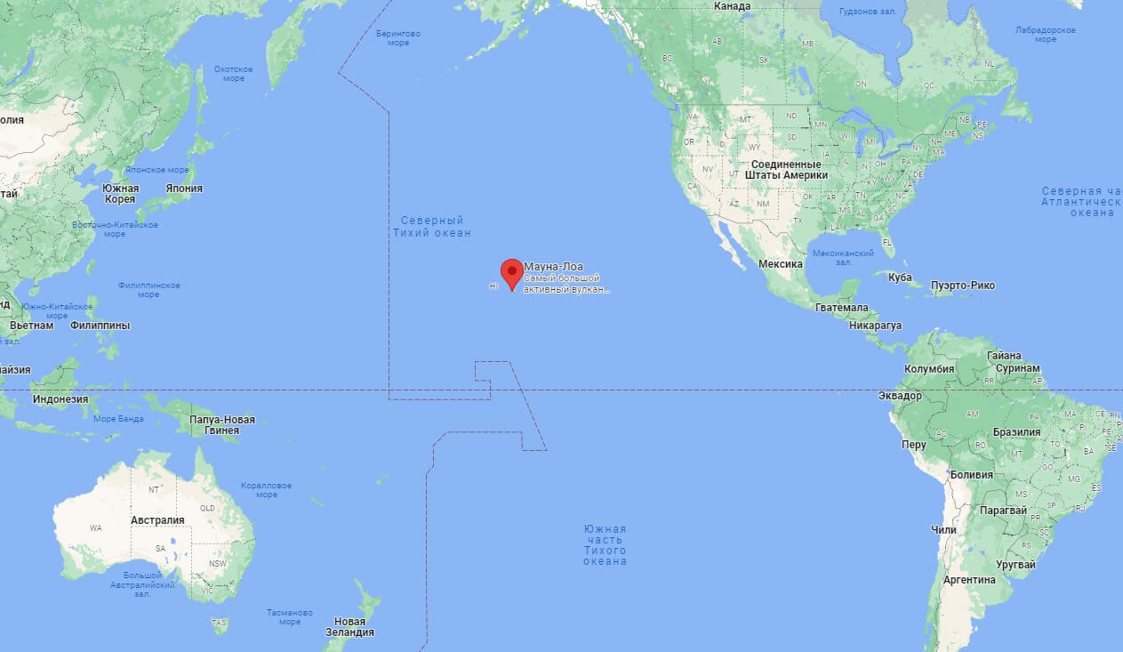 Высота вулкана Мауна-Лоа и его другие особенности. Вулкан Мауна-Лоа на карте мира. Фото.