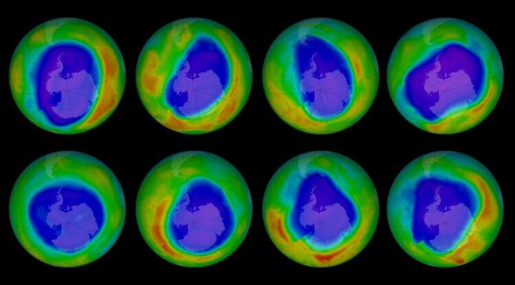 Что такое озоновая дыра. Размер озоновой дыры над Антарктидой постоянно меняется. Фото.