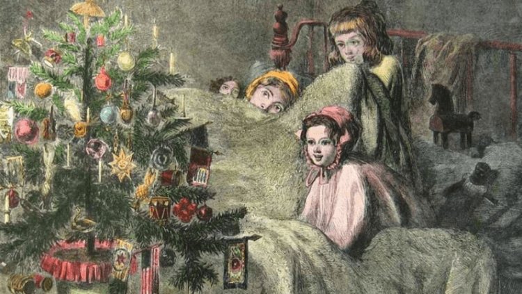 Когда рождественскую елку начали украшать. Окончательно символом Рождества елка стала в XIX веке. Фото.