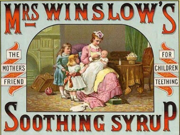 Табачная клизма. Сироп миссис Уинслоу — успокаивающее средство, которое убило много детей. Фото.