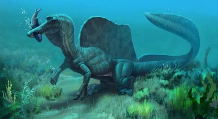 Какие еще динозавры могли плавать. Предположительно спинозавры могли ловить рыбу под водой. Фото.