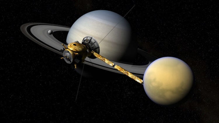 Облака в атмосфере Титана. Благодаря предыдущим наблюдениям, в том числе миссии Кассини, исследователи предположили, что в атмосфере Титана есть облака (и не ошиблись). Фото.
