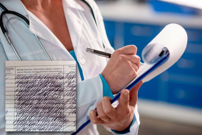 Почему у врачей непонятный почерк и как его разобрать. Фото.