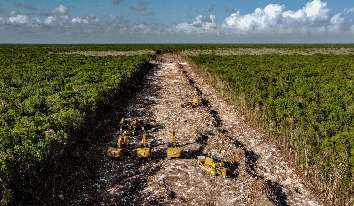 Экология Земли в 2022 году. Строительство железной дороги на полуострове Юкатан. Фото.