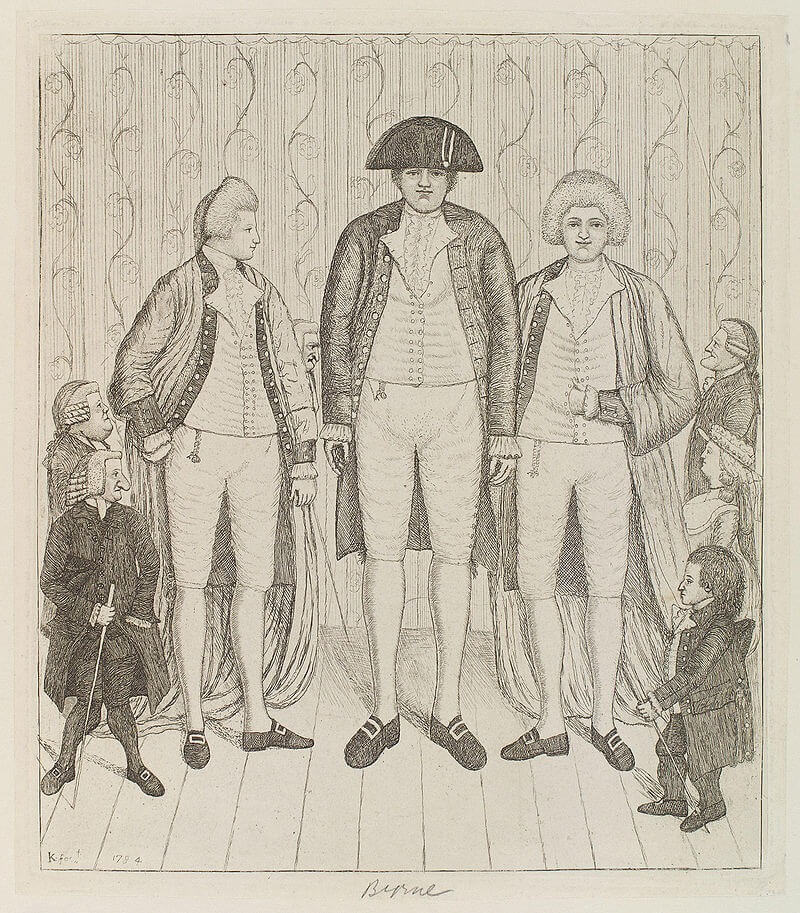 Самый высокий человек в Ирландии. Чарльз Бирн на гравюре 1784 года. Фото.