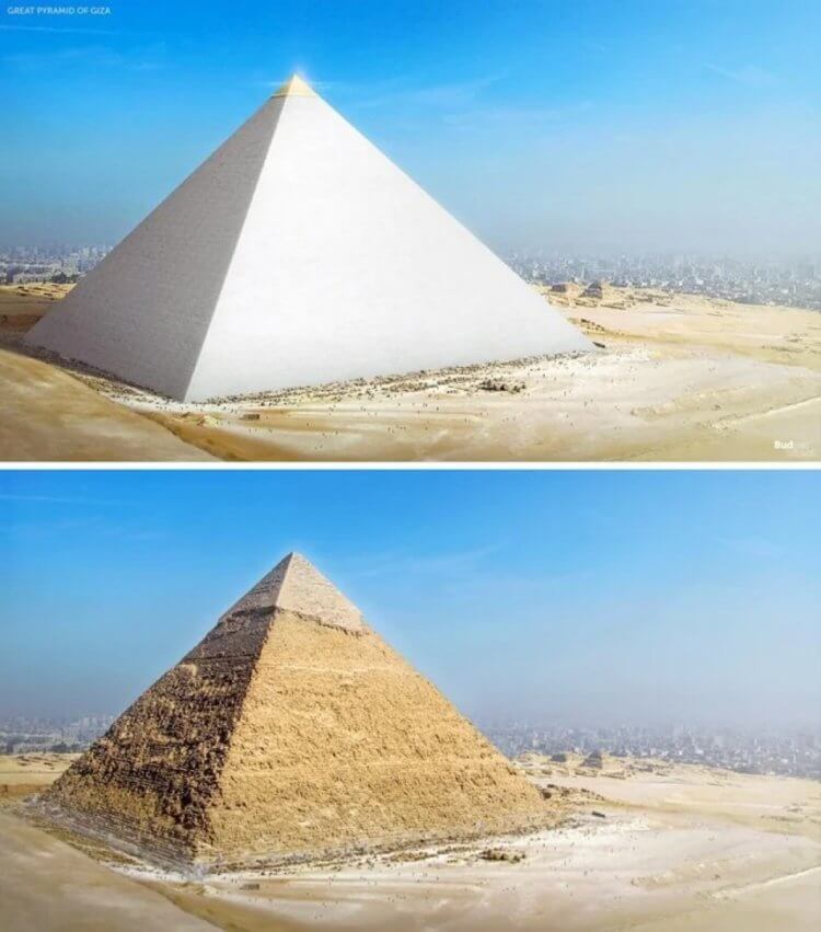 Как выглядели пирамиды в древности. Пирамида Хефрена в древности и сегодня. Фото.