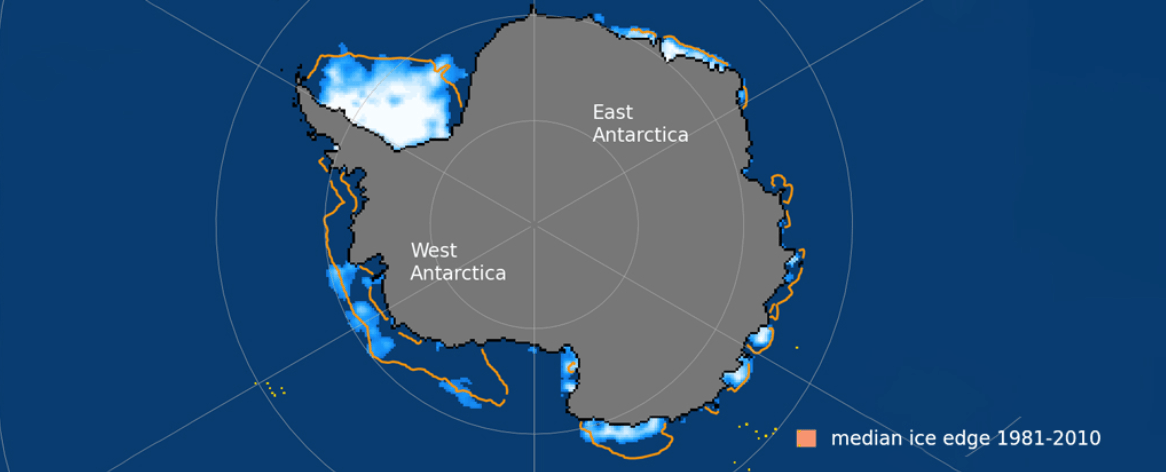 Площадь льда вокруг Антарктиды сокращается. Площадь льда вокруг Антарктиды сильно сократилась. Фото.