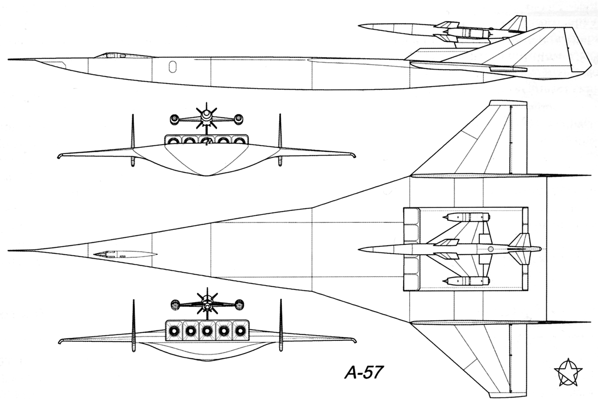 Разработка самолета Бартини А-57. Схема самолета А-57 Бартини. Фото.