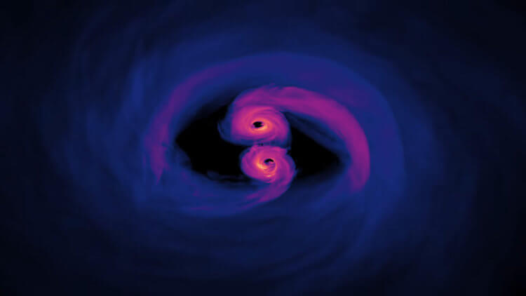 Моделирование черных дыр. В модели используются новые методы для анализа волн, испускаемых черными дырами при столкновении. Фото.