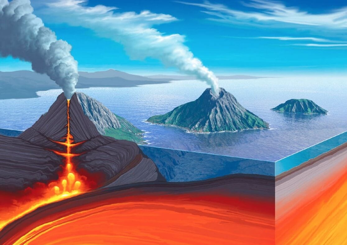 Вулканические землетрясения. Причиной землетрясений также могут быть процессы, происходящие внутри вулканов. Фото.
