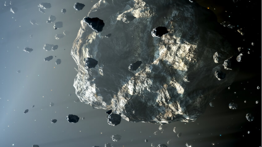 Что представляет собой астероид Оумуамуа. Астероид, возможно, представляет собой космический айсберг, то есть отколовшуюся часть от планетезимали. Фото.