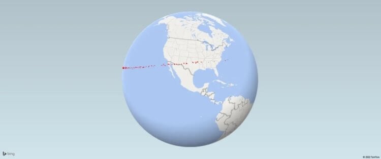 Вероятность падения астероида 2023 DW на Землю. Астероид 2023 DW может упасть в Тихий океан, Индонезию, Мексику или территорию США. Фото.
