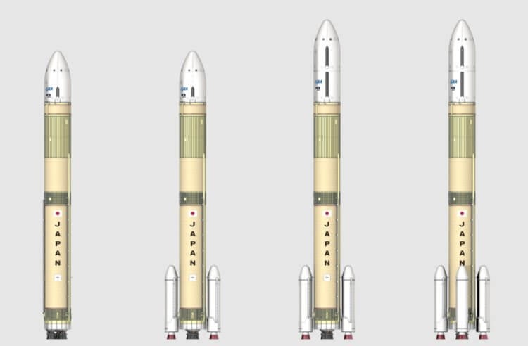 Конструкция японской ракеты-носителя H3. Ракета H3 будет поддерживать разные конфигурации. Фото.