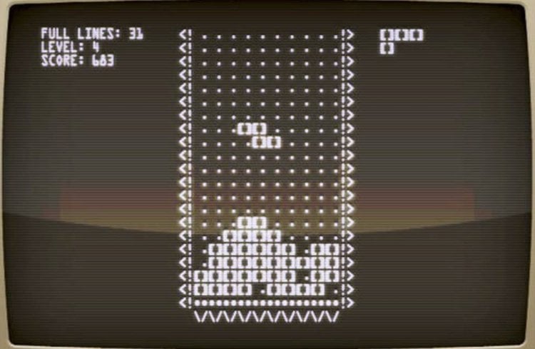 Первая версия игры Тетрис. Тетрис 1984 года. Фото.