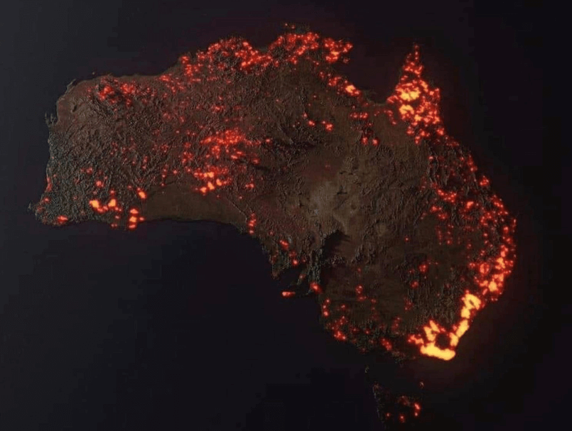 На климат на планете повлияли пожары в Австралии. Пожары привели к возникновению мощных облаков над Тихим океаном. Фото.