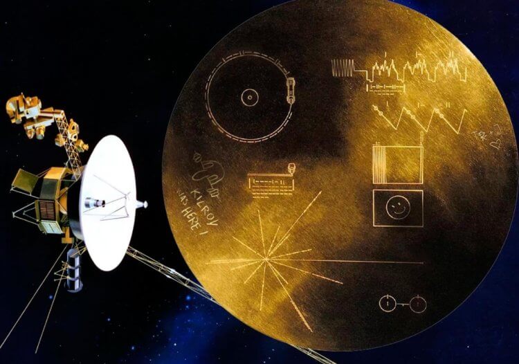 Где находятся аппараты «Вояджер» в 2023 году. «Вояджер-1» несет золотой грампластинку, на которой записаны звуковые приветствия и изображения, представляющие человеческую культуру и науку для любопытных инопланетных цивилизаций, с которыми зонд может встретиться в будущем. Фото.
