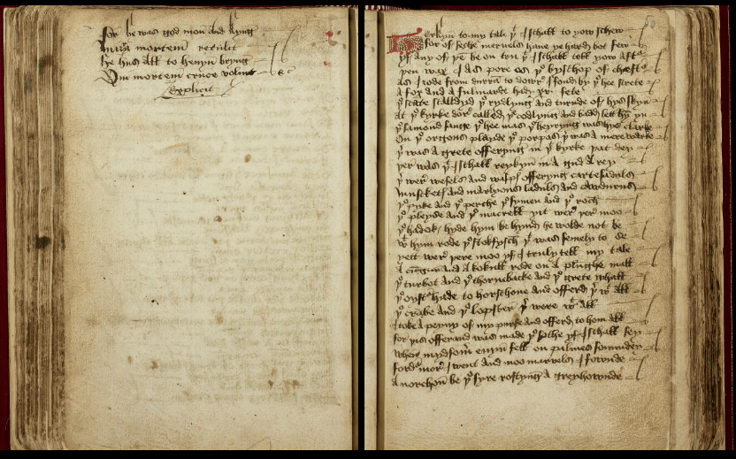 Необычный средневековый текст. В XIX веке листы были переплетены и скреплены. Фото.