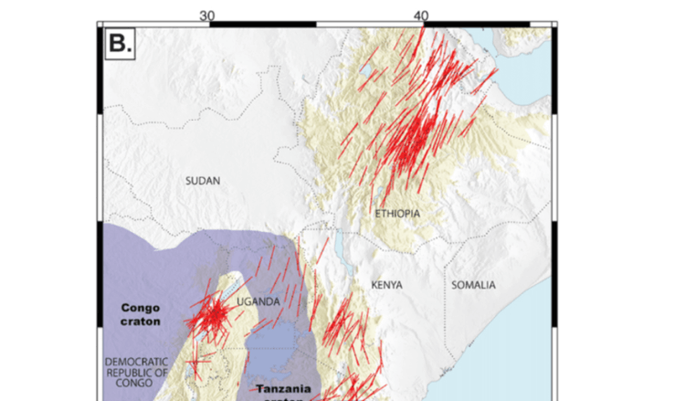 Что происходит в Африке. Участки подъема магмы на карте. Фото.