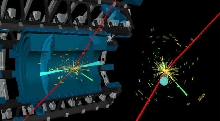Как физика частиц влияет на нашу жизнь? Событие-кандидат на распад бозона Хиггса на Z-бозон и фотонThe ATLAS Collaboration. Фото.