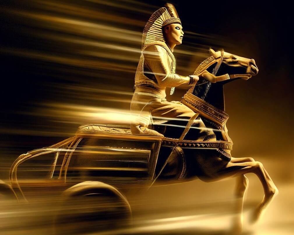 Как умер Тутанхамон — новая версия. Так выглядел Тутанхамон во время езды на колеснице, по мнению нейросети. Фото.