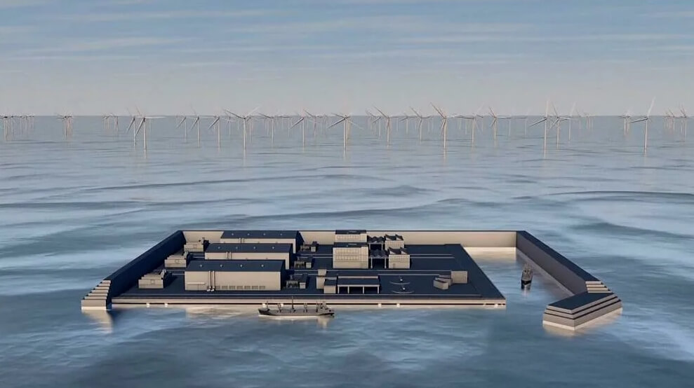 Самые крупные ветряные электростанции. Примерный внешний вид будущего искусственного острова в Дании. Фото.