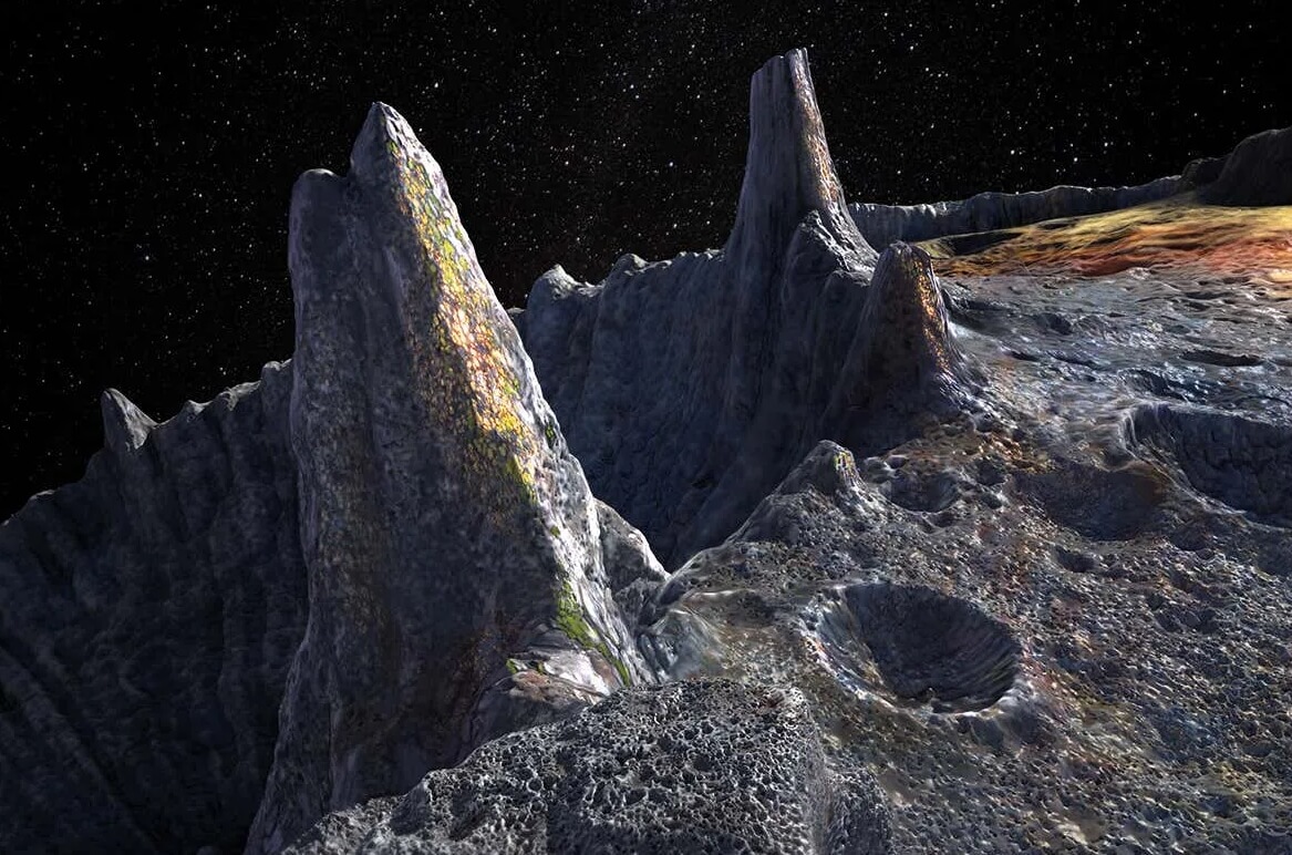 Психея поможет изучить ядро Земли. Примерный внешний вид поверхности астероида Психея. Фото.