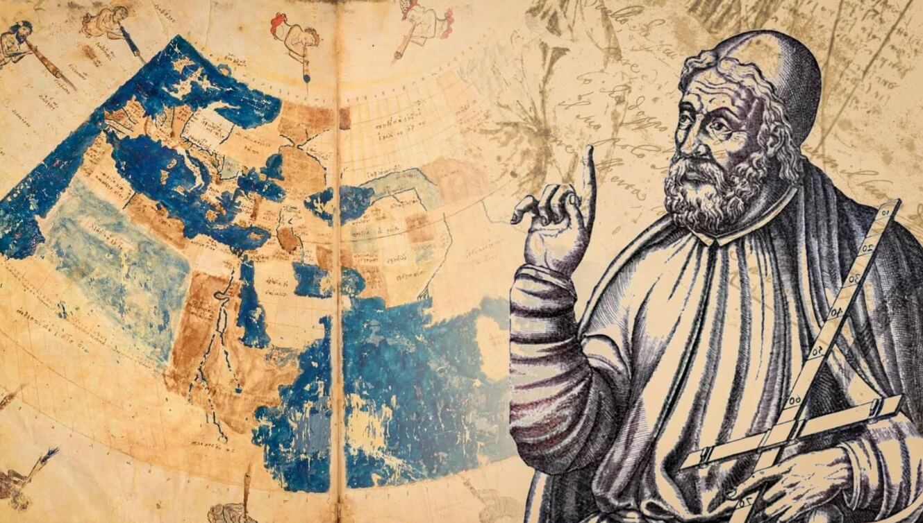 Карта Птолемея. Клавдий Птолемей оставил большой след не только в географии, но и оптике, математике и астрологии. Фото.