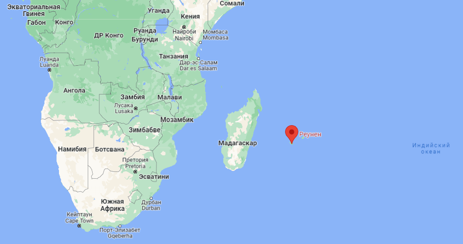Где предположительно может находиться малазийский Боинг рейса MH370. Остров Реюньон на карте. Фото.