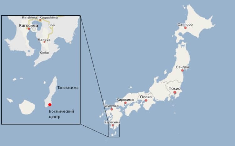Тайна племени Хирота из острова Танегасима. Расположение острова Танегасима и одноименного космического центра. Фото.