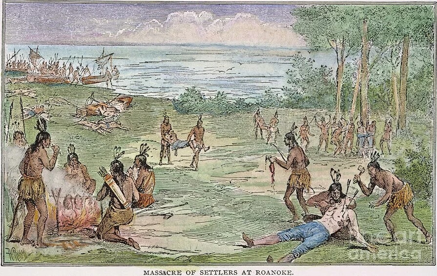 Почему исчезла колония Роанок. Возможно, на людей напали индейцы, но это маловероятно. Фото.