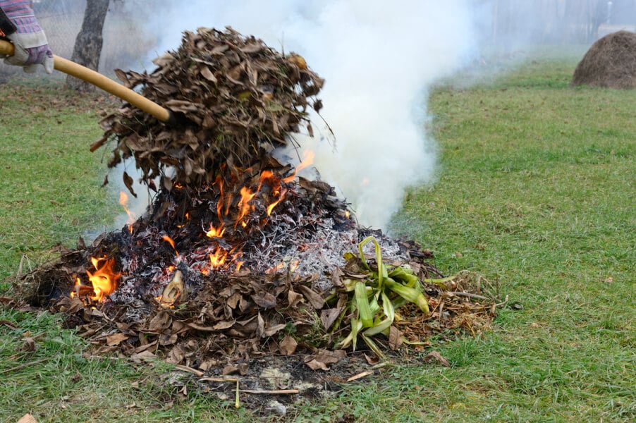 Как дым костра превращается в боевое отравляющее вещество. При сжигании листьев с мусором может возникнуть отравляющее вещество фосген. Фото.