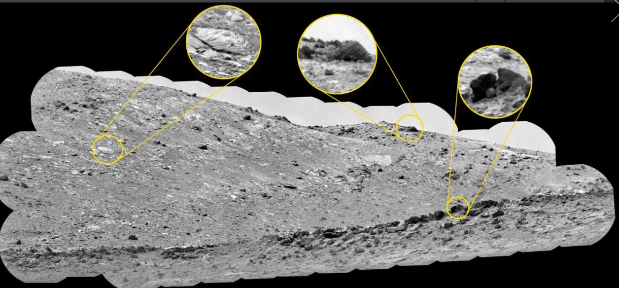 Что обнаружил марсоход Кьюриосити на марсианском гребне. Валуны на хребте Гедиз Валлис. Фото.