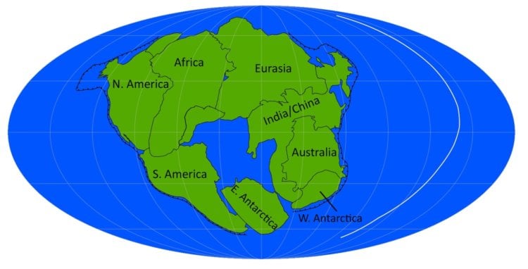 Суперконтинент Пангея Ультима на Земле. Примерная карта суперконтинента Пангея Ультима. Фото.