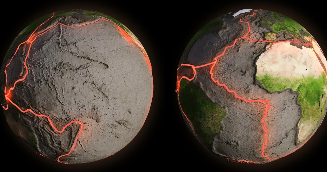Распад суперконтинента Гондвана. Суперконтинент Гондвана начал раскалываться в результате движения тектонических плит. Фото.