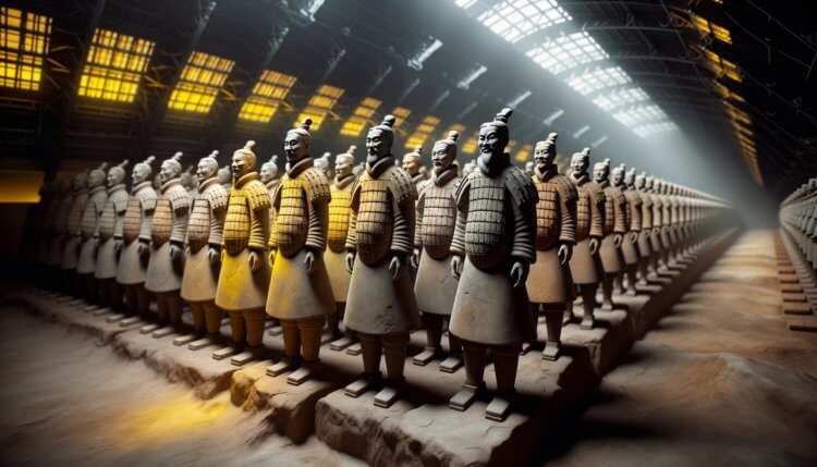 Ловушки внутри гробницы Цинь Шихуанди. Терракотовая армия Цинь Шихуанди является одной из самых впечатляющих археологических находок. Фото.
