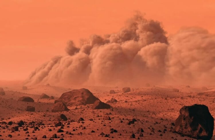 Температура на Марсе и пылевые бури. Пылевые бури на Марсе — обычное дело. Фото.