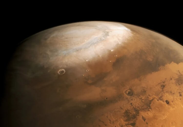 Полярная шапка на Марсе. Полярная шапка на Марсе. Фото.