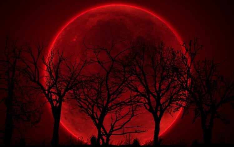Когда будет красная луна в 2023 году. Некоторые люди считают красную Луну зловещим знаком, но никакой мистики в этом явлении нет. Фото.
