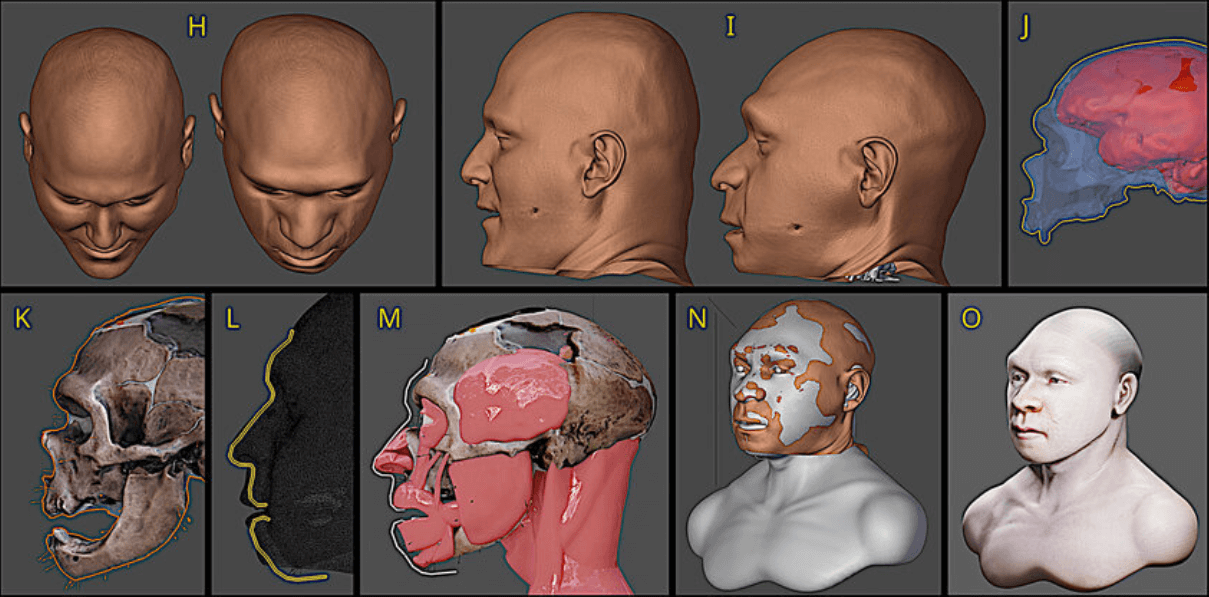 Как выглядел неандерталец. Для реконструкции лица ученые использовали компьютерную томографию черепа неандертальца. Фото.