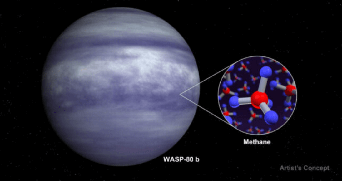 Газовый гигант с большим количеством метана. Из-за метана в атмосфере планета имеет голубоватый цвет. Фото.