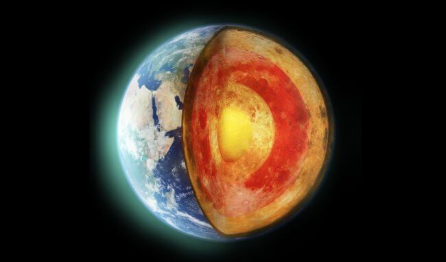 Вокруг ядра Земли образовался новый слой из-за попавшей внутрь воды. Фото.