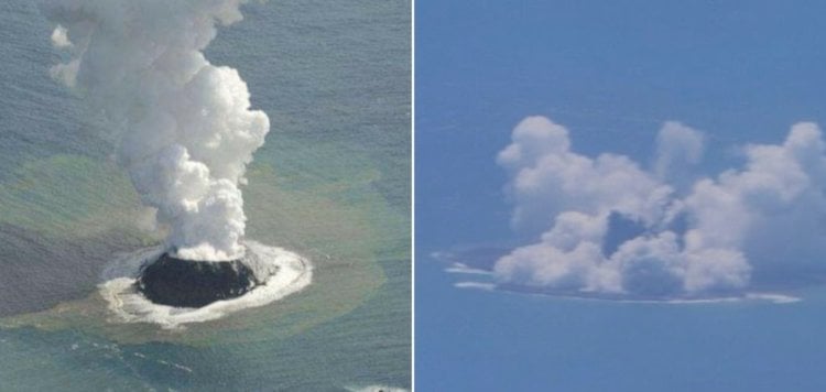 Вулканические острова Японии. Образование острова Фукутоку-Оканоба. Фото.