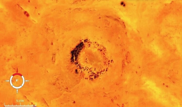 Ударные кратеры на Земле. Кратер Оазис в Ливии. Фото.